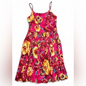 Isaac Mizrahi Pink and Yellow Floral Dress Cottagecore Fairycore Size 10